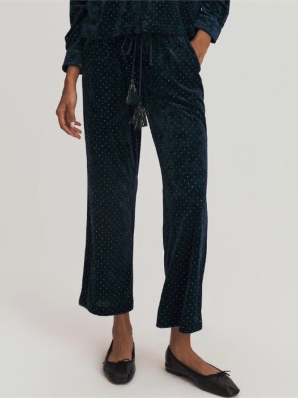 Something Navy Jordy Studded Velvet Teal Relaxed Pant Size Medium